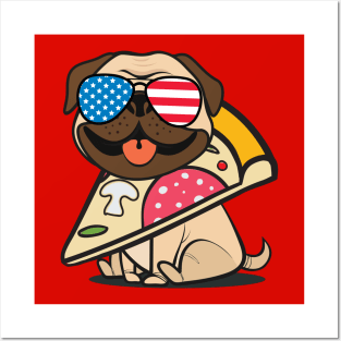 Pug Pizza USA Posters and Art